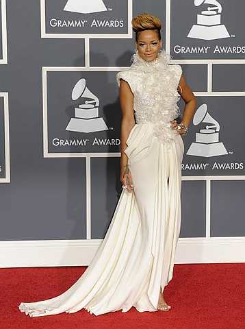 Rihanna in a white gown from Elie Saab