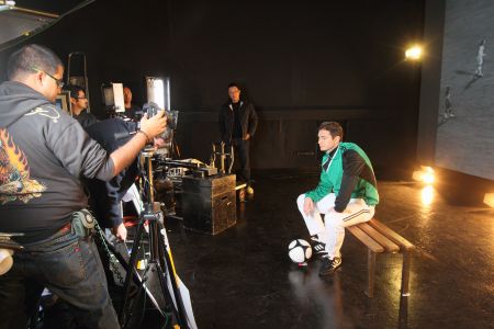 Lampard shooting a World Cup advertisement for Maxis in London.