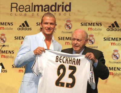 David Beckham, the first Manchester United player to sign for Madrid.