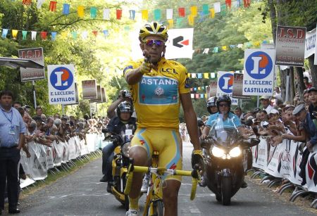 Current winner of the Tour de France's general classification Alberto Contador. He has won the yellow jersey three times since Lance Armstrong retired.