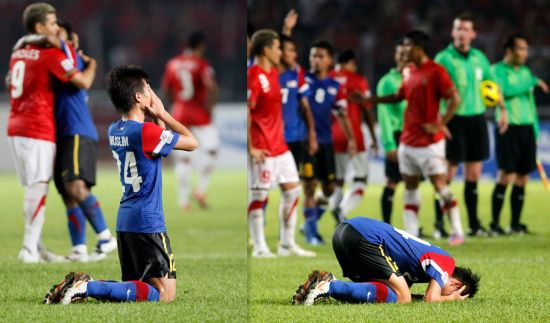 My favourite photos from the final - Muslim Ahmad sinking to his knees once the final whistle was blown. He has dreamed of winning for Malaysia as long as he can remember.
