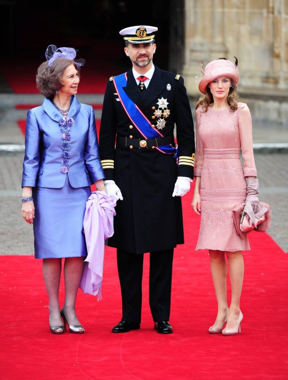The Queen of Spain Sofia, Crown Prince Felipe and Crown Princess Letizia .