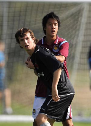 Chan's son Nicholas, pictured here during a trial with West Ham United, turned down the offer of a second trial with Cardiff City after his father became club chairman.