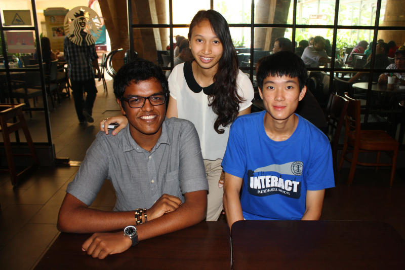 (From left) Shailesh Nathan, Noorvieana Lim and Kevin Hoh helped put together the SMK Sultan Abdul Samad Interact Club's fund-raising campaign for Water For Cambodia.
