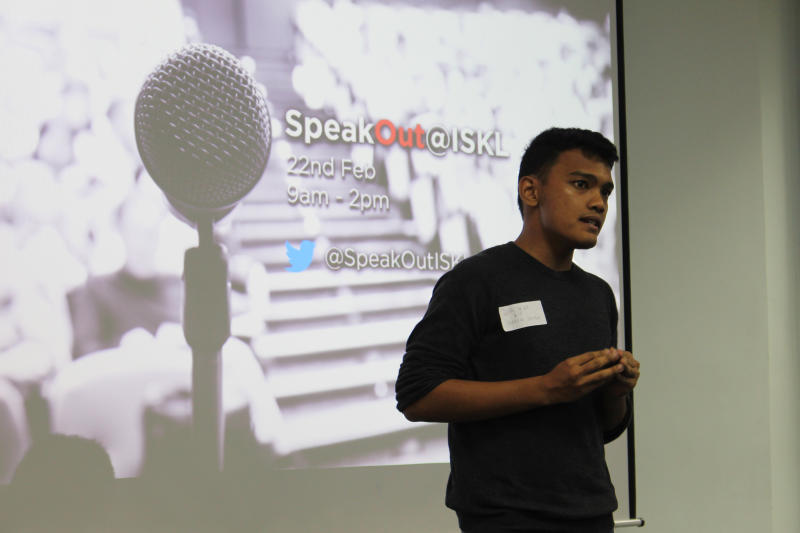 Speaking out: Student Shahriman Shahrul Zaman was one of the speakers at the SpeakOut@ISKL event, where any student aged 13-21 was allowed to speak on any topic.