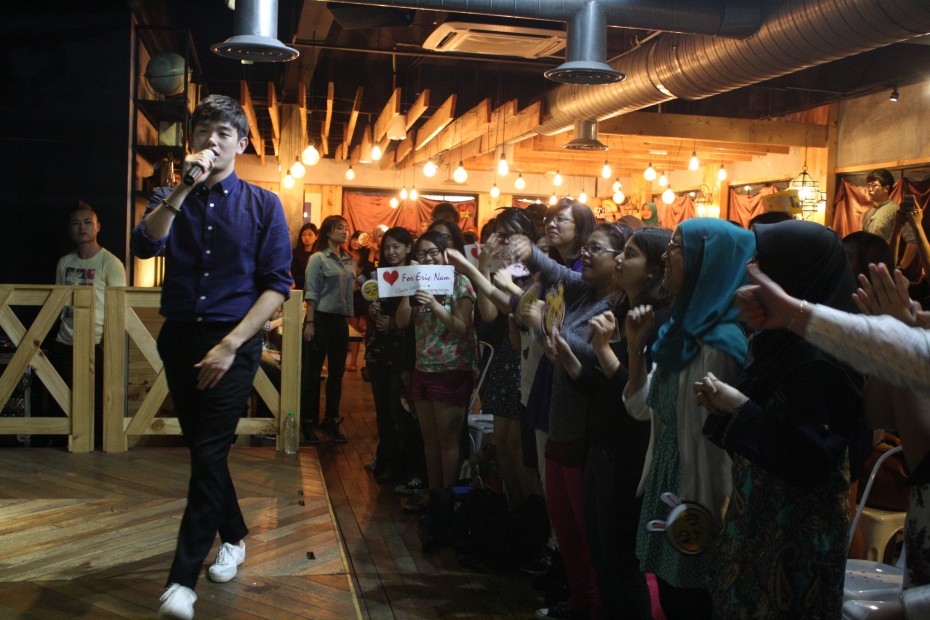 Rising star: Korean-American singer, Eric Nam seranading his fans during a showcase on Oct 12.