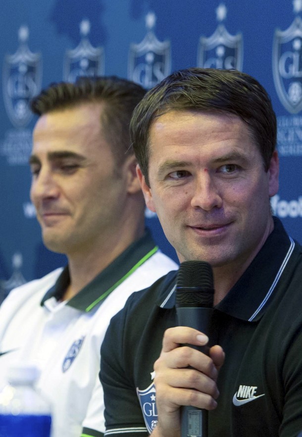 (From left) Fabio Cannavaro and Michael Owen believe the youth hold the key to improving the quality of football in Asia. 