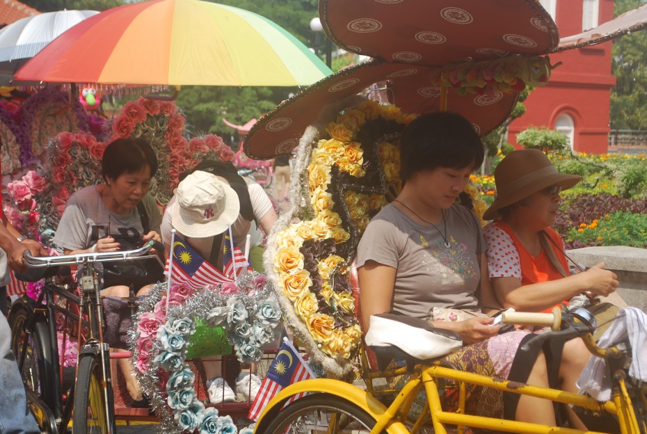 The colourful trishaws around the Stadthuys are now a huge part of Malacca's tourism industry.