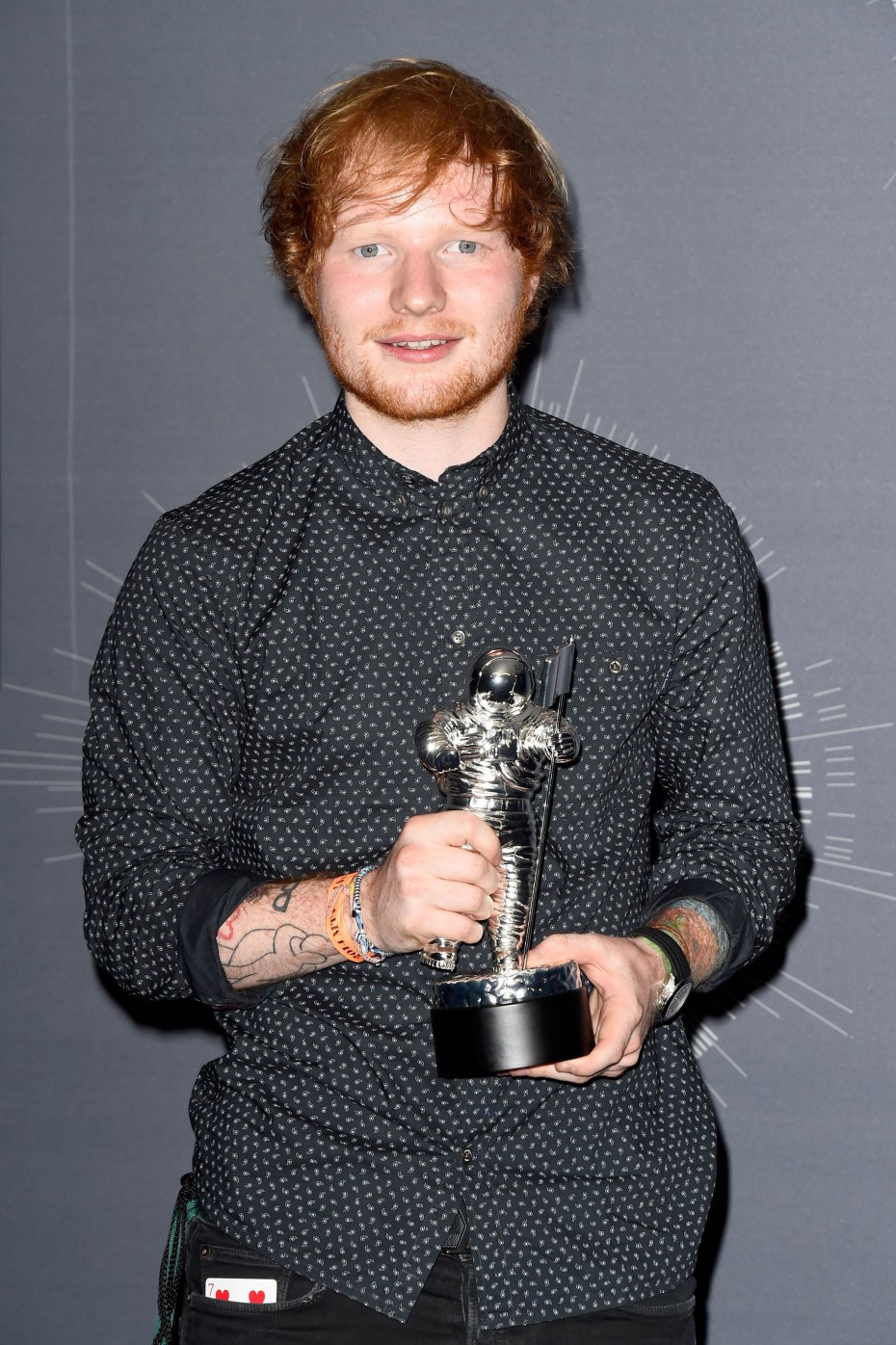 Ed Sheeran won Best Male for his song, Sing feat. Pharrell Williams, at the 2014 MTV Video Music Awards.