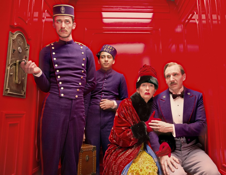 (From left) Paul Schlase as Igor, Tony Revolori as Zero Moustafa, Tilda Swinton as Madame D. and Ralph Fiennes as M. Gustave in The Grand Budapest Hotel. - Photo by EPA
