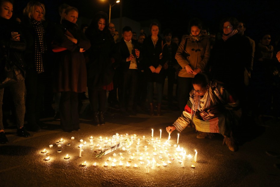 A candle light rally in Tunis, Tunisia. -- Photo by EPA