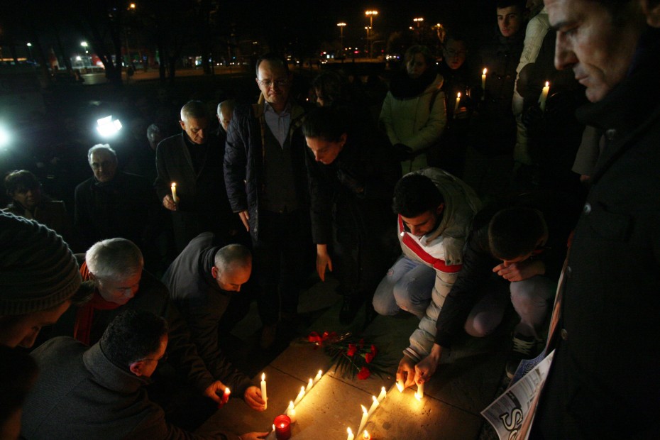Candles in Tirana, Albania. -- Photo by EPA