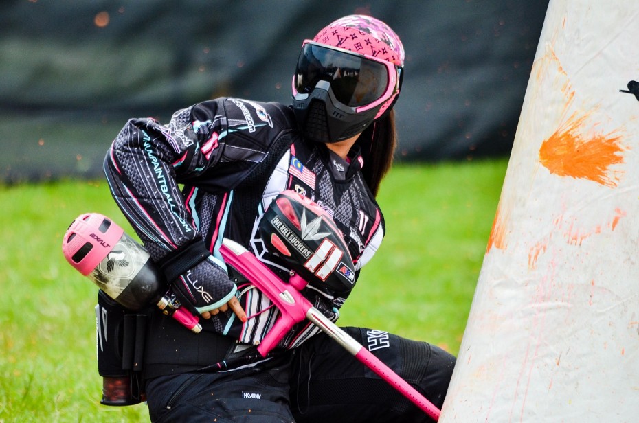 Azrin Ishak from team Platinum Paintball remains calm and collected during this tournament match. -- King Ang Images