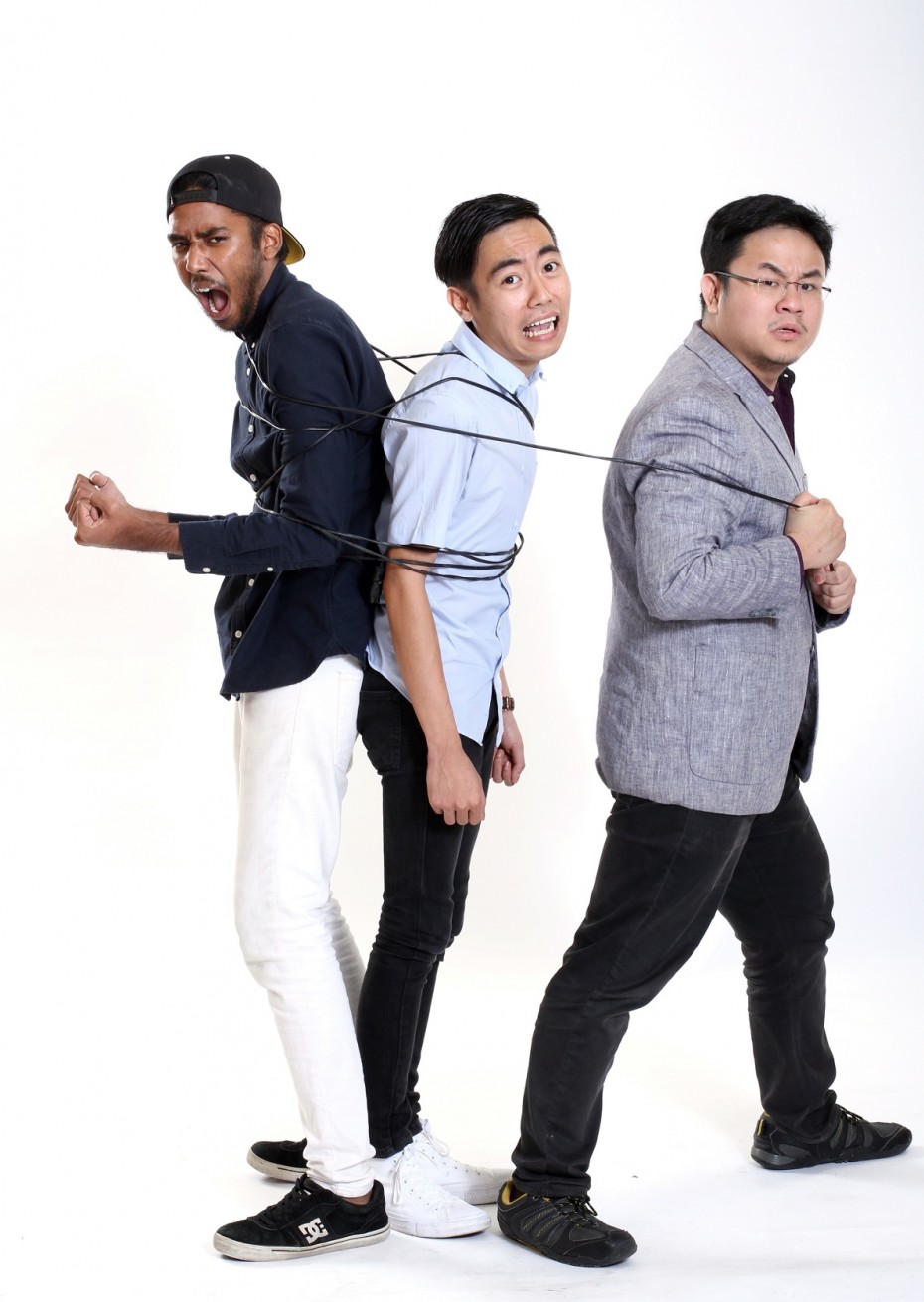 Leong (right) roped in a number of local comedians, including Thenesh (left) and Aw (middle) for the Comedians of the Colleges tour. - RAYMOND OOI/ The Star