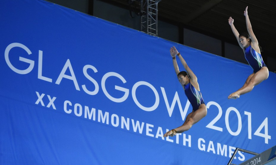 Pandelela Rinong and Nur Dhabitah compete in the Women's Synchronised 10m Platform Diving at Royal Commonwealth Pool in Edinburgh during the Glasgow 2014 Commonwealth Games. GLENN GUAN/The Star